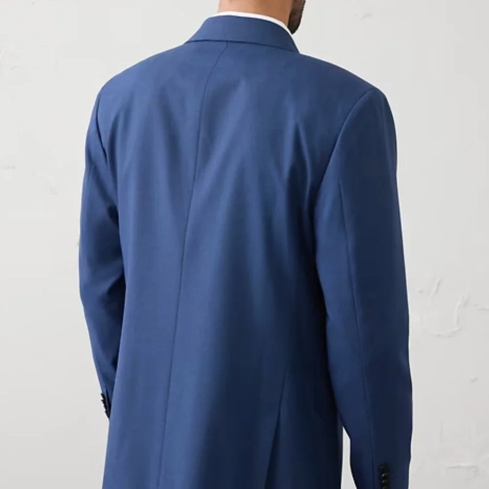 Banana‎ Republic Tailored-Fit Mini Check Suit Jacket, Blue Jay, 40S, EUC